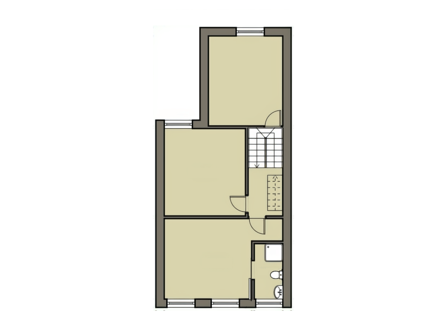 Small onsuite to front at front of Victorian house floor plan