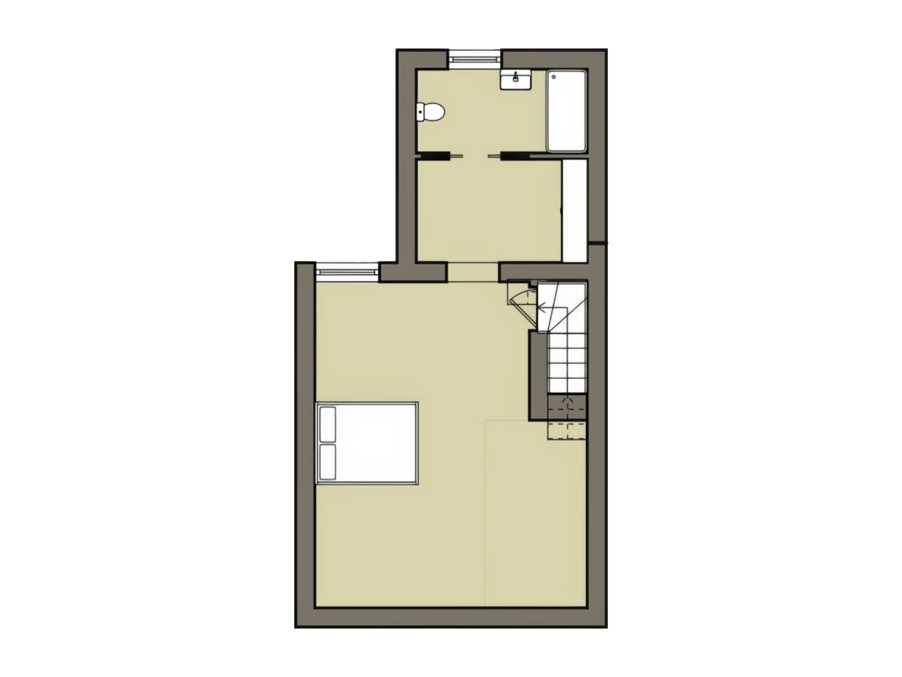 Loft Conversion with walk-through wardrobe and bathroom floor plan for a Victorian terrace