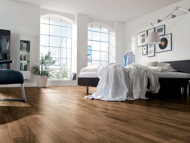 exotic hardwood flooring in a modern converted warehouse apartment