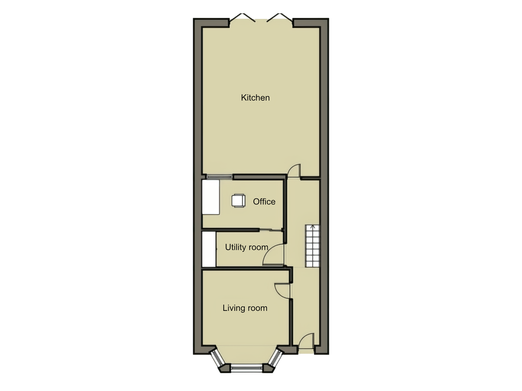 Side return with utility room Victorian house floor plan