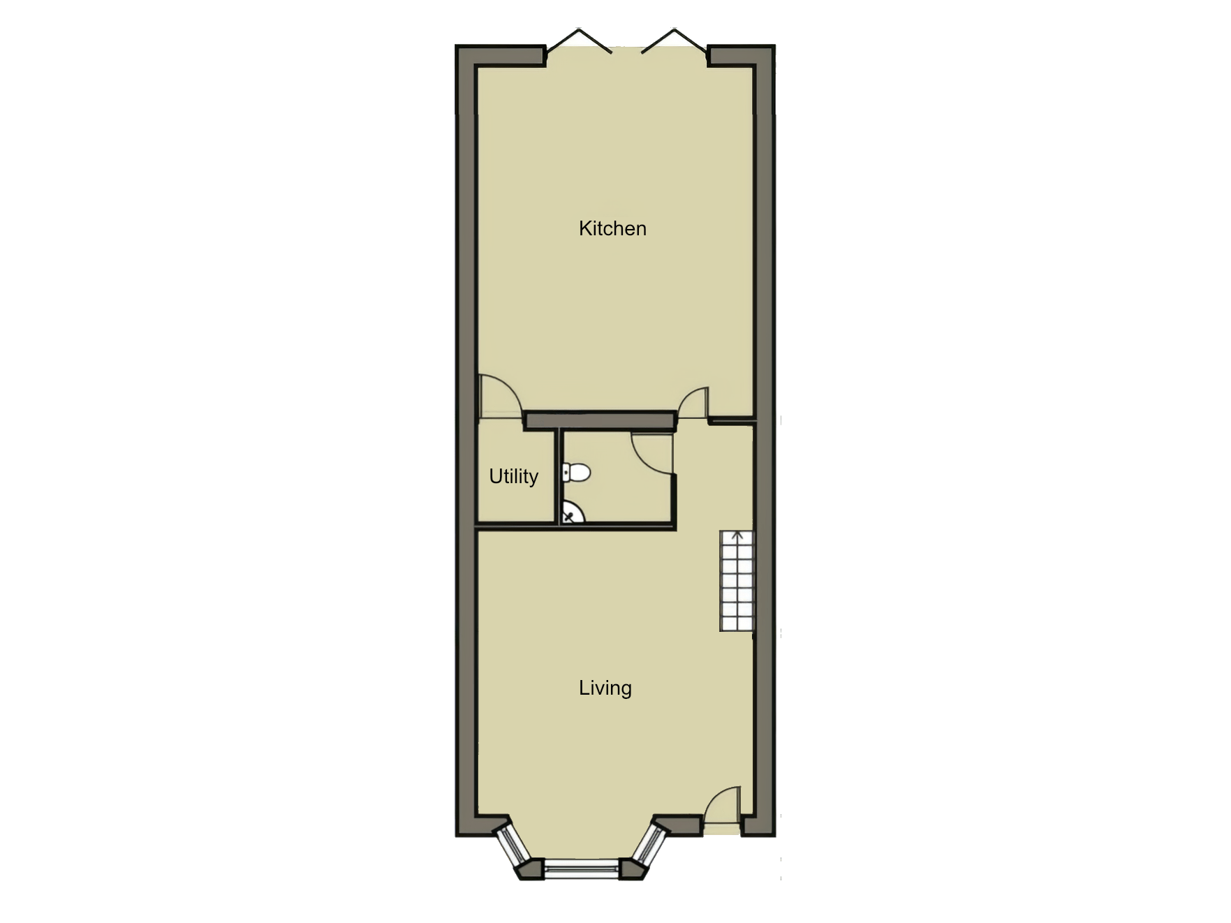 Side return open plan bathroom Victorian house floor plan