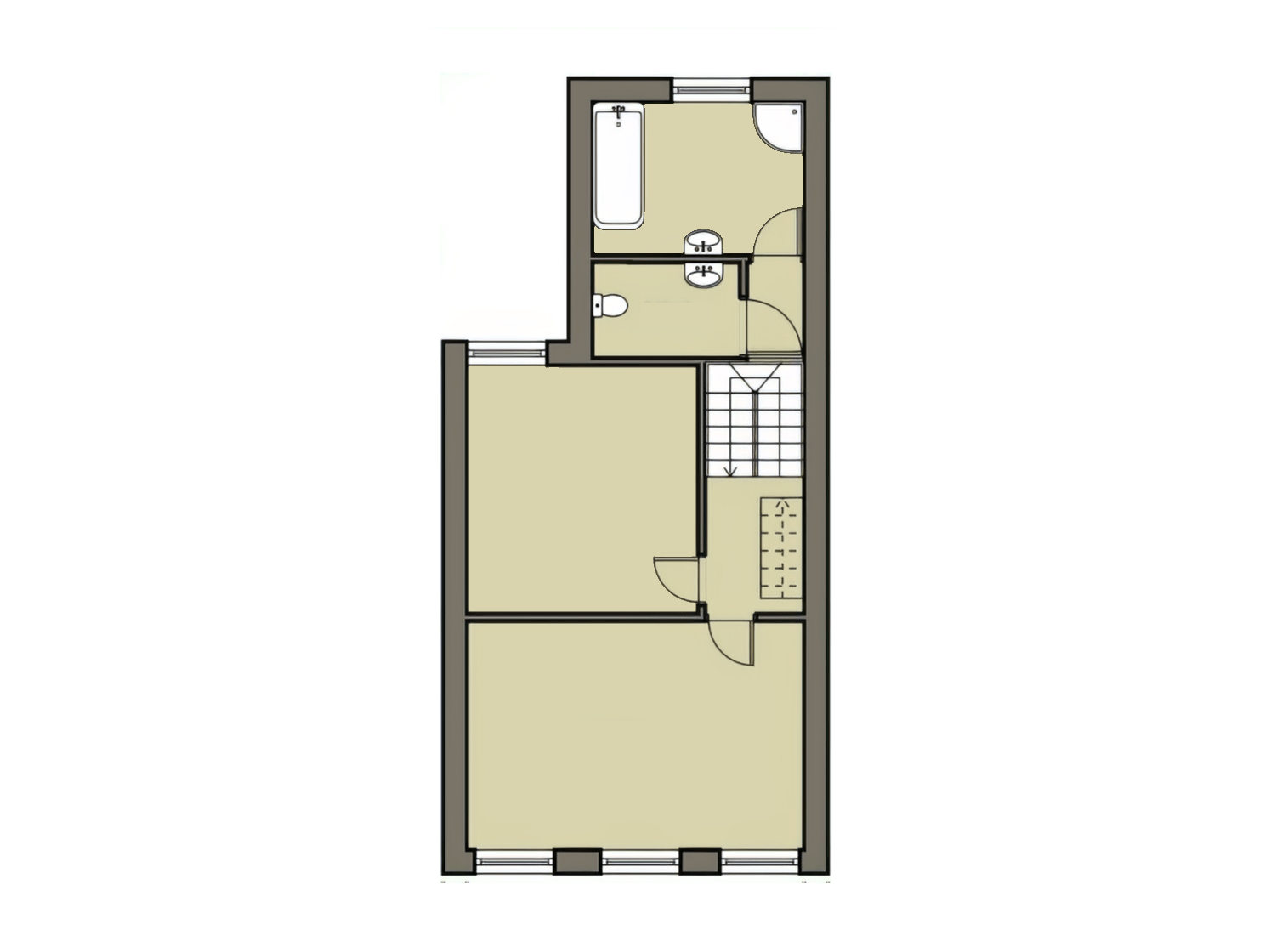 Upstairs Bathroom and separate toilet Victorian terrace floor plan