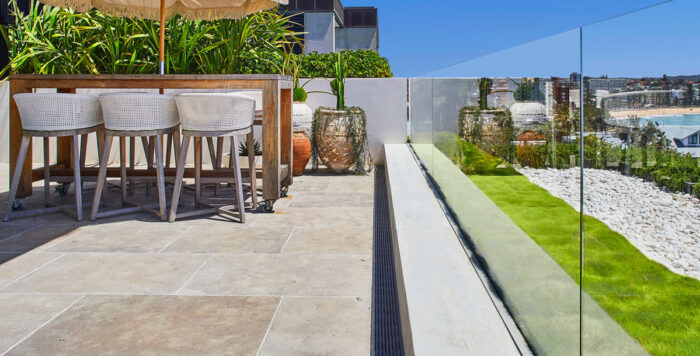 Aquabocci slot drains on an expansive external terrace