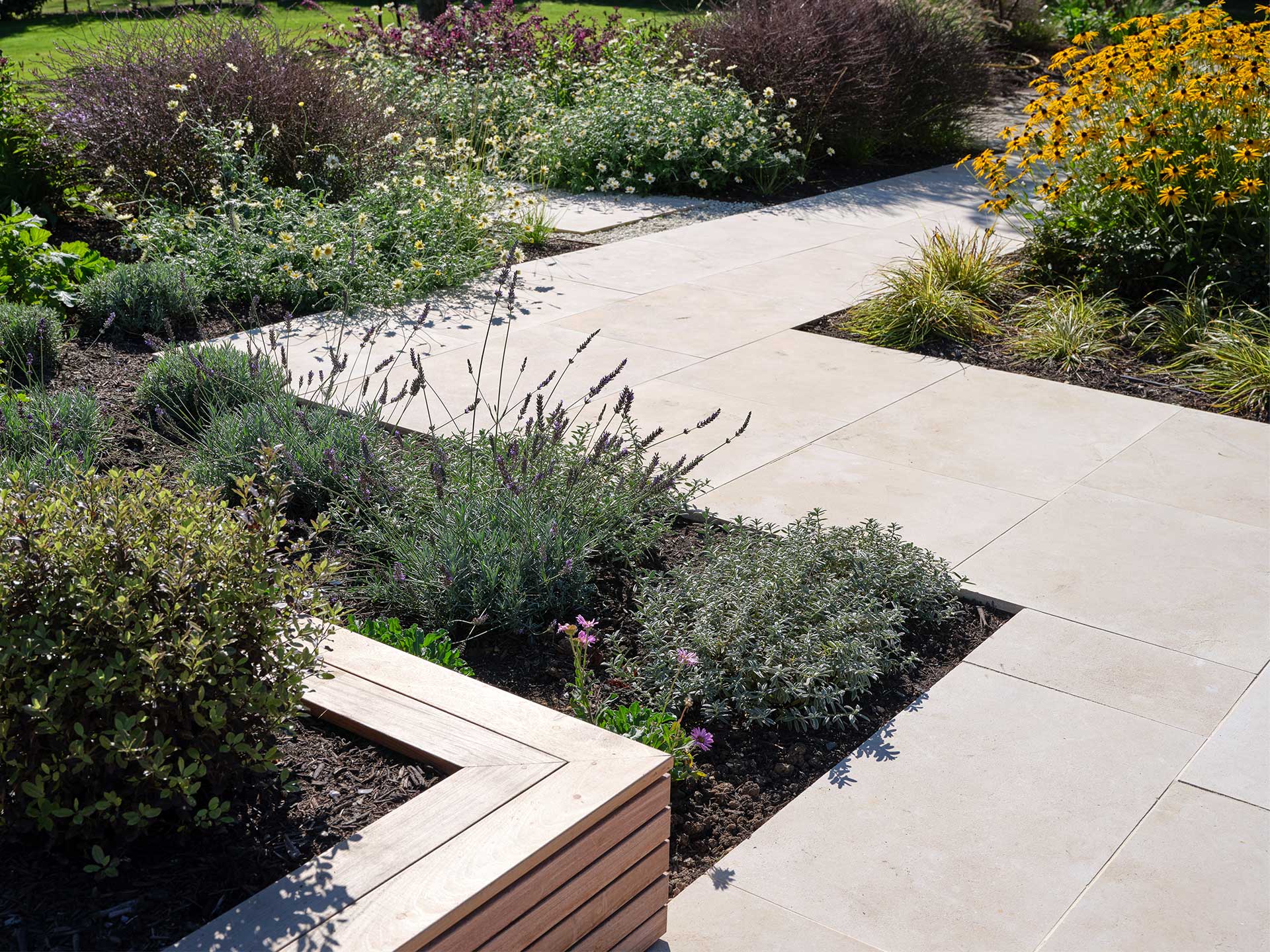 Create walkways through your garden with planting either side