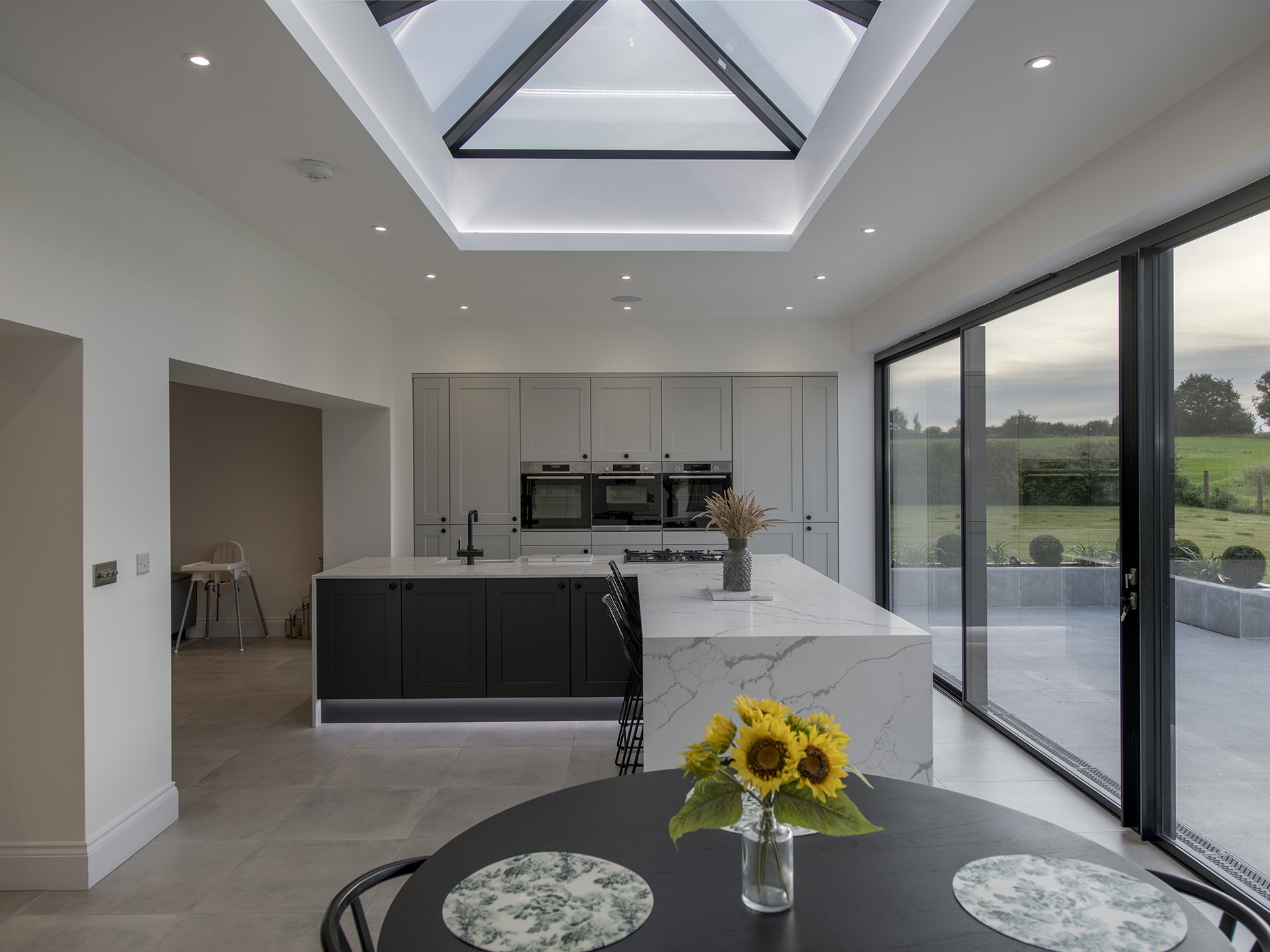 Sliding doors in a modern kitchen