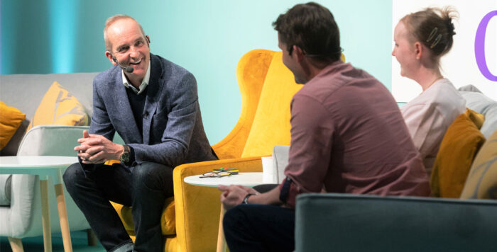 Kevin McCloud with Georgie and Gregg