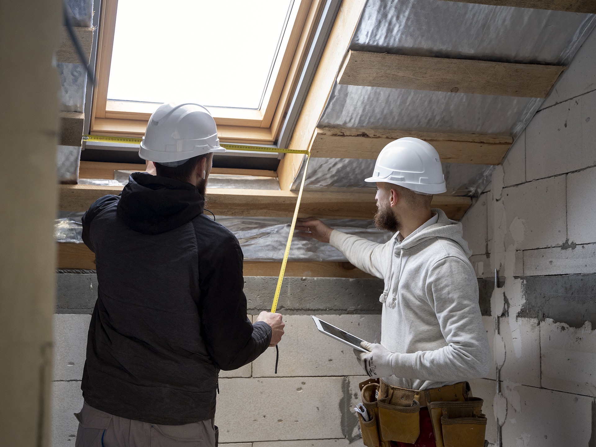 Men working in a roof