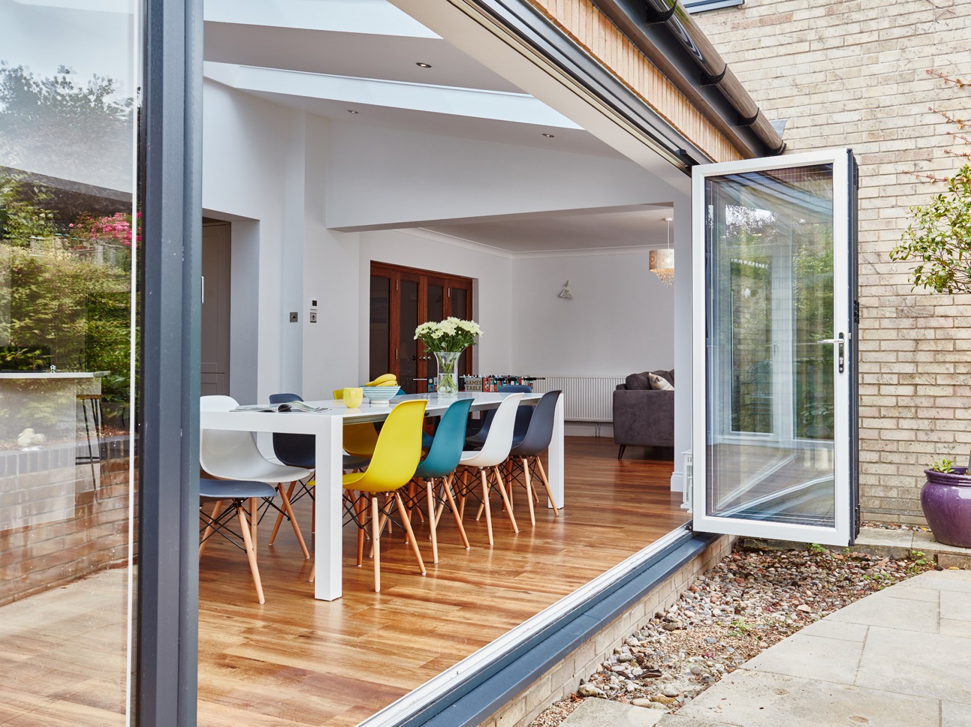 Bi-fold doors fully open