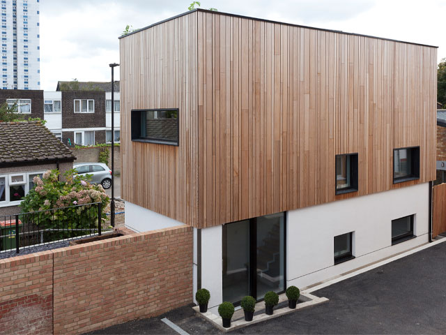 exterior of joe stuart and lina nilsson in east london house as featured in Channel 4's grand designs tv series in 2017