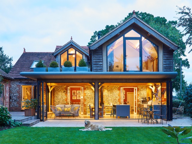 floor to ceiling windows in a home renovation in the countryside