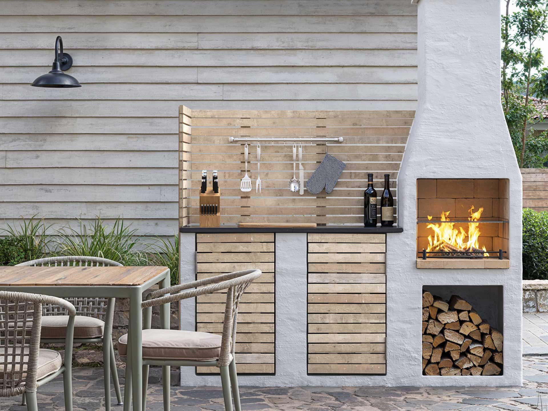 A statement outdoor kitchen is all you need in a small garden