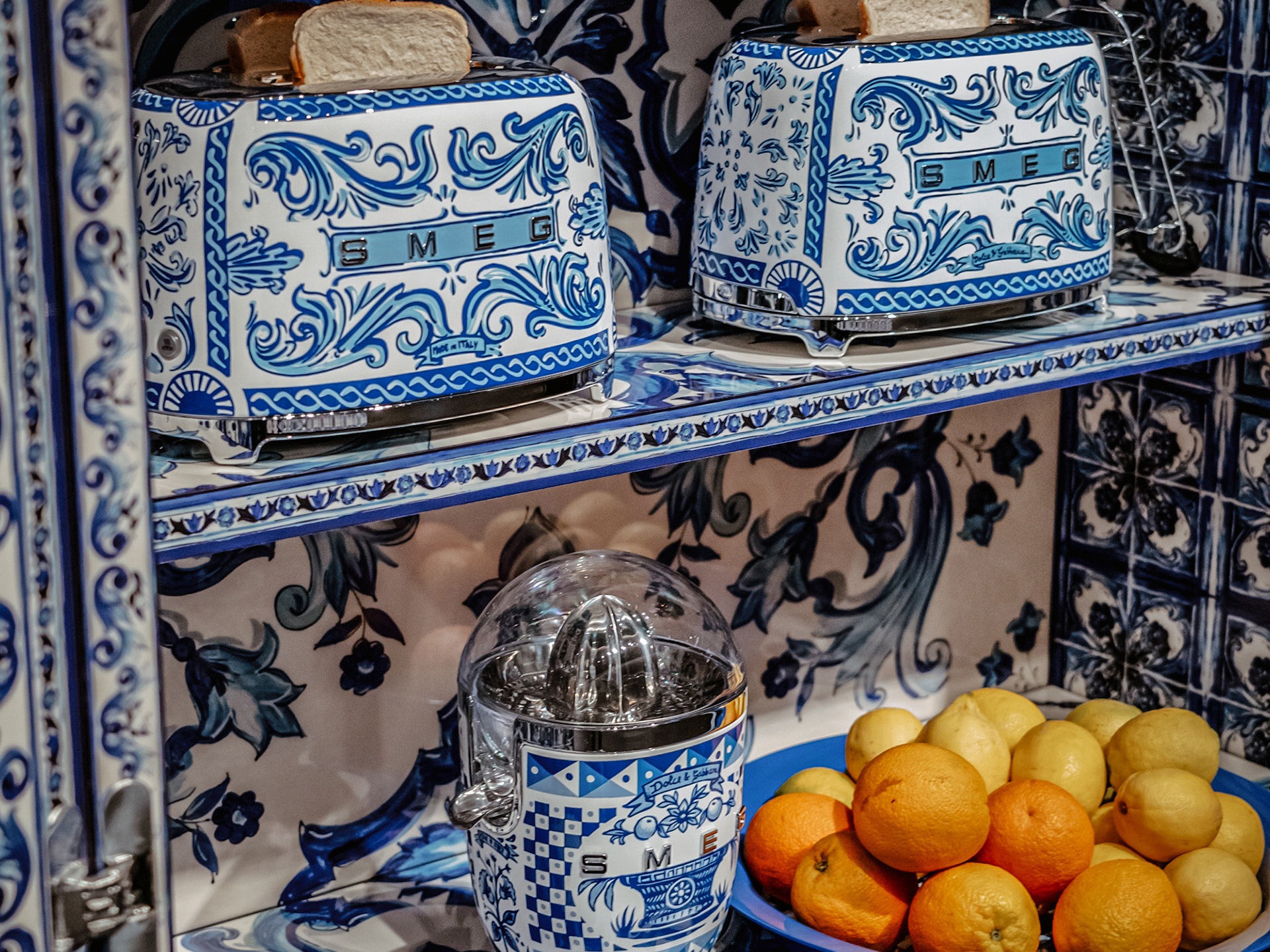 Smeg's Dolce and Gabanna designed Blue Mediterraneo range