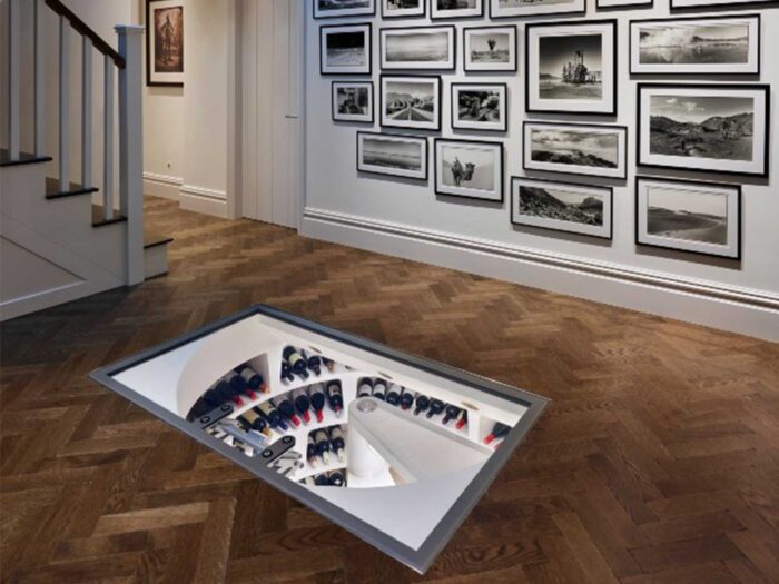 Create a showstopper wine cellar with a glass panel in your hallway