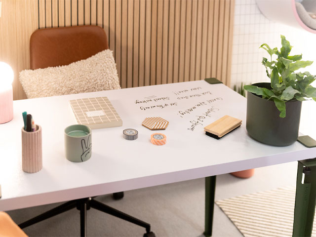 Working from Home Project winner Hannah Challis' wipe-clean whiteboard desk